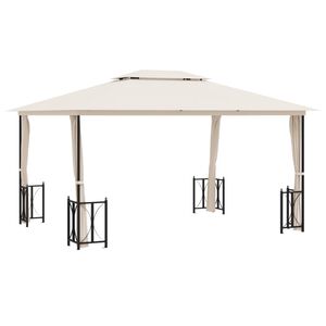 vidaXL Prieel met zijwanden en dubbel dak 3x4 m cr&egrave;mekleurig