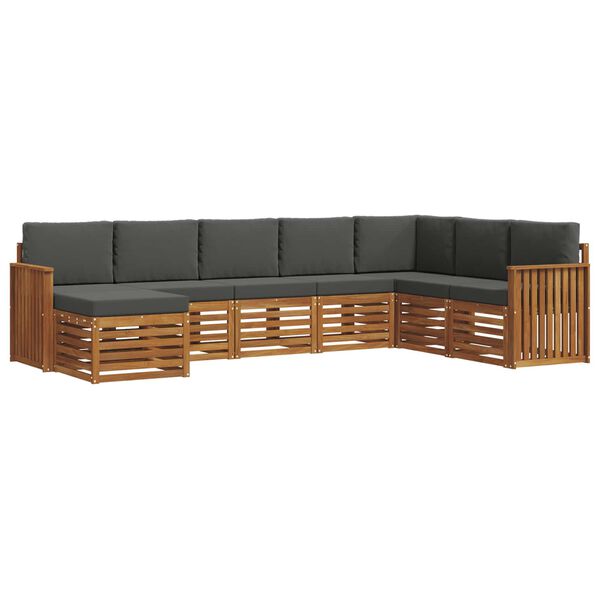 vidaXL Sofa-Sets 8 pcs Natuurlijk en Antraciet Massief Acaciahout