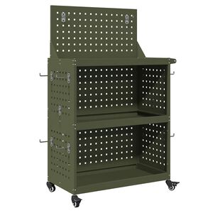vidaXL Gereedschapswagen Olijfgroen 65 x 35 x 111 cm Koudgewalst staal