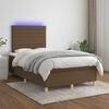 vidaXL Boxspring met matras en LED stof donkerbruin 120x190 cm