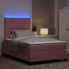 vidaXL LED Box Spring Bed met matras Roze 120 x 200 cm Stof