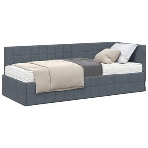 vidaXL Hoekbedframe met Matras met hoofdeinde 2 st Grijs Fluweel