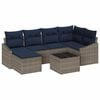 vidaXL Bankstel met kussen 7 pcs Grijs en Marineblauw poly rattan