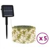 vidaXL 5 st Lichtslinger met 200 LED's solar binnen/buiten warmwit