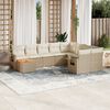 vidaXL 10-delige Loungeset met kussens poly rattan beige