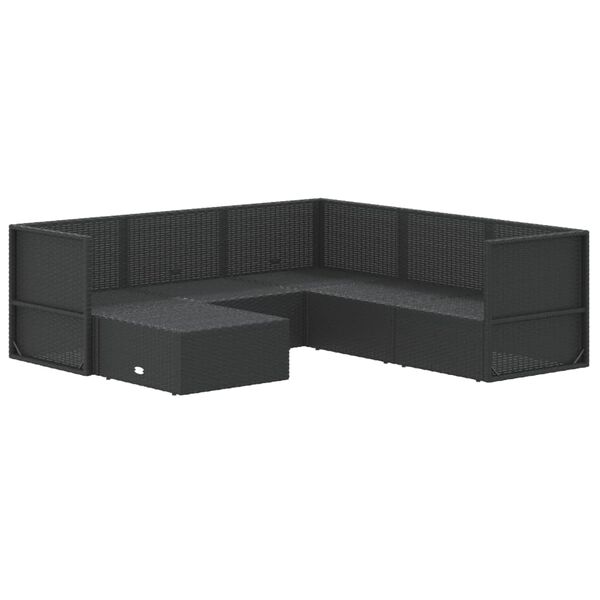 vidaXL 6-delige Loungeset met kussens poly rattan zwart