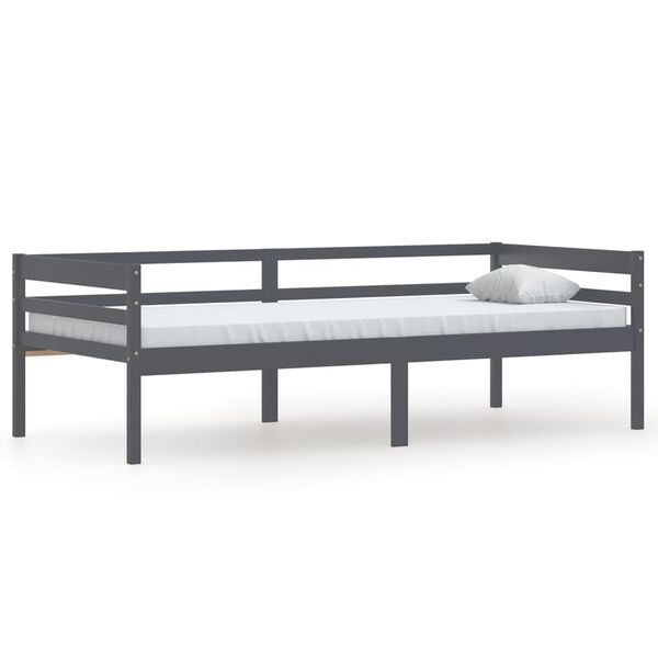 vidaXL Bedframe massief grenenhout donkergrijs 90x200 cm
