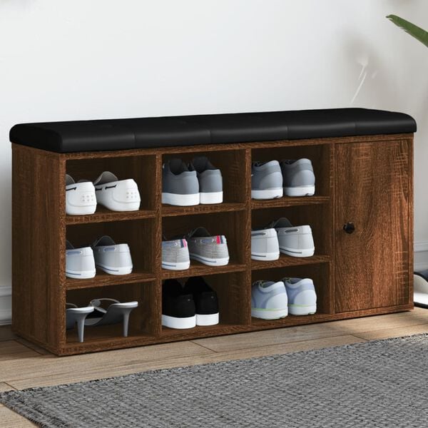 vidaXL Schoenenbank 102x32x50 cm bewerkt hout bruin eikenkleur