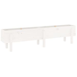 vidaXL Plantenbak verhoogd 160x30x38 cm massief grenenhout wit