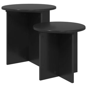 vidaXL Bijzettafelset 2 st Zwart eiken &Oslash; 45 x 45 cm Geconstrueerd hout