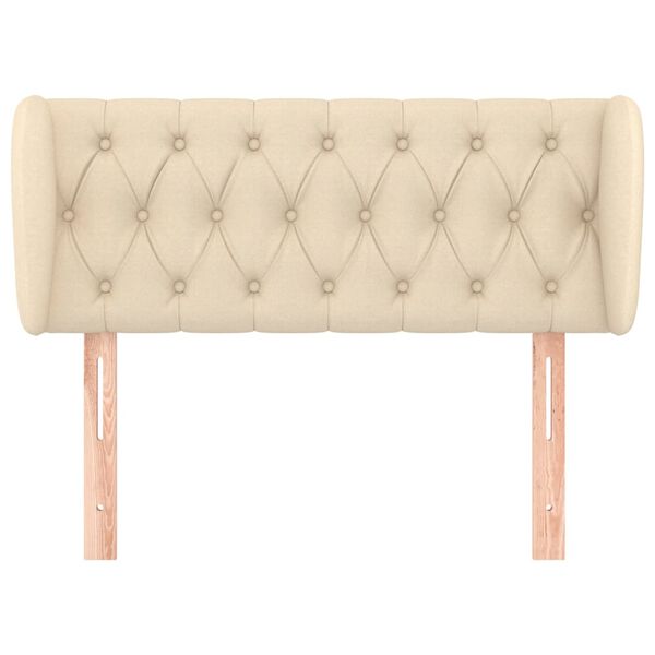 vidaXL Hoofdbord met randen 103x23x78/88 cm stof cr&egrave;mekleurig