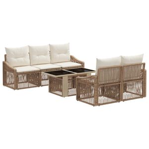 vidaXL Tuinbankenset 6 st Beige en Cr&egrave;me Wit poly rattan