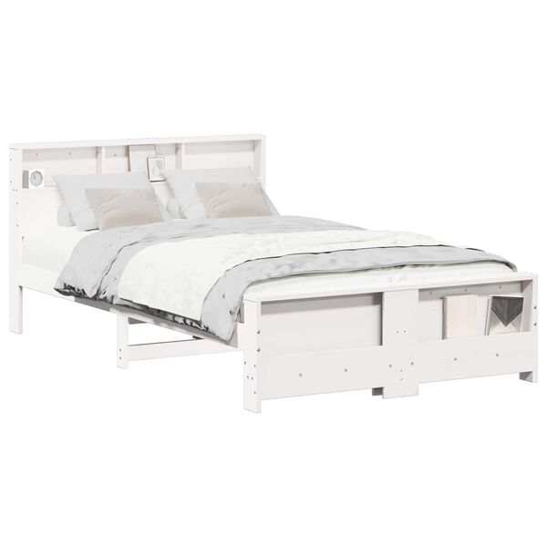 vidaXL Bedframe met hoofdeinde Wit 135 x 190 cm Bewerkt hout