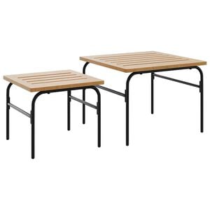 vidaXL 2-delige Tuintafeltjesset staal bruin en zwart