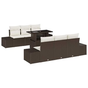 vidaXL Bankstel 7 st Bruin en Cr&egrave;me poly rattan