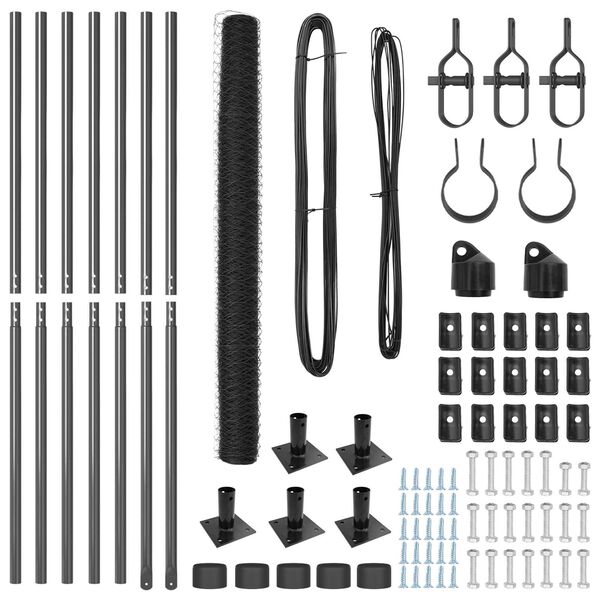 vidaXL Afrasteringspaal Grijs 10 x 1,5 m (36 mm gaas) Staal en PVC