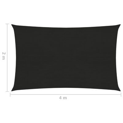 vidaXL Zonnezeil 160 g/m² 2x4 m HDPE zwart