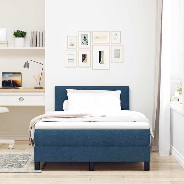 vidaXL Boxspring bed met matras met LED Blauw 120 x 190 cm Stof