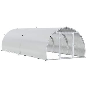 vidaXL Kippenhok zilver 400 x 150 x 100 cm Gegalvaniseerd staal