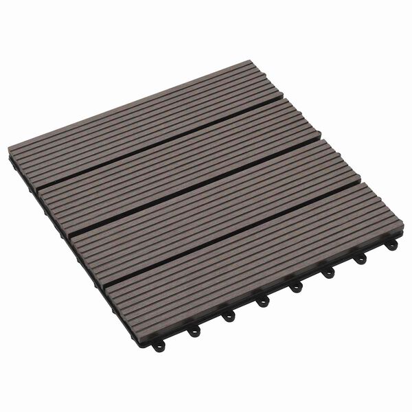 vidaXL Terras Tegel 11 pcs Donkerbruin 30 x 30 cm WPC