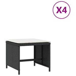 vidaXL Tuinkrukken 4 st met kussens 41x41x36 cm poly rattan zwart