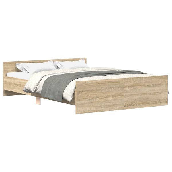 vidaXL Bedframe met hoofd- en voeteneinde sonoma eikenkleur 140x190 cm