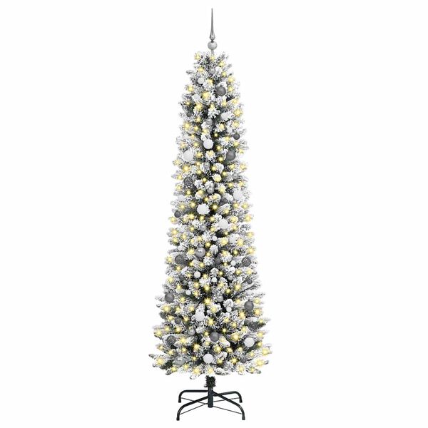 vidaXL Kunstkerstboom met 300 LED Wit 240 cm PVC en Metaal en Plastic