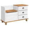 vidaXL Opslagbank ASKIM Wit 100 x 39 x 62 cm Massief grenenhout