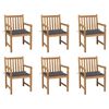 vidaXL Tuinstoelen 6 st met antracietkleurige kussens massief teakhout