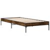 vidaXL Bedframe bewerkt hout en metaal gerookt eikenkleurig 90x190 cm