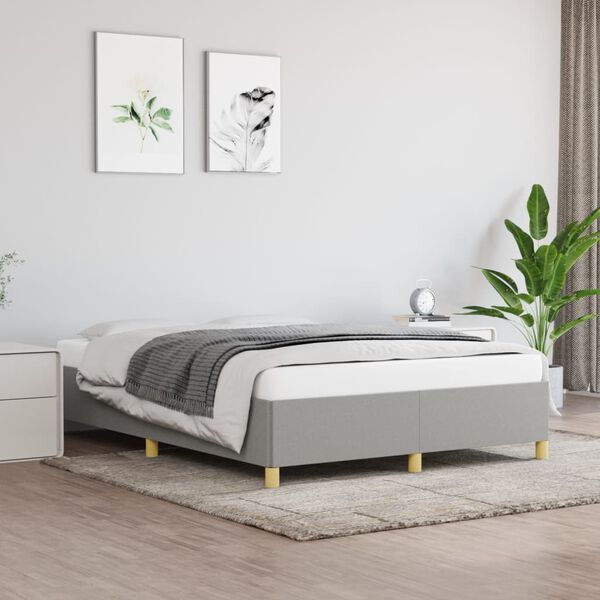 vidaXL Bedframe zonder matras lichtgrijs 135x190 cm dubbele stof