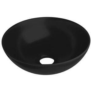 vidaXL Wastafel rond keramiek matzwart
