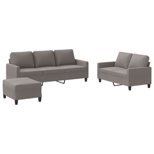vidaXL 3-delige Loungeset met kussens stof taupe