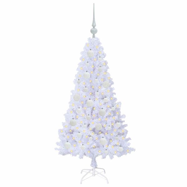 vidaXL Kunstkerstboom met 150 LED Wit 120 cm PVC en staal
