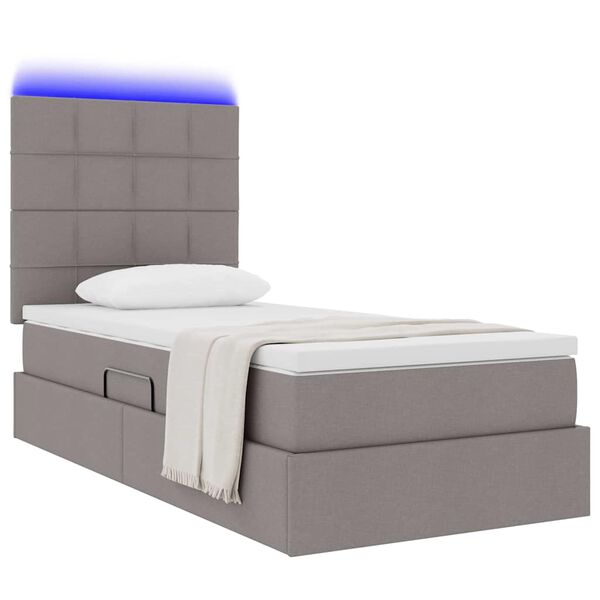 vidaXL Opbergbed met LED met matras Taupe 100 x 200 cm Polyester