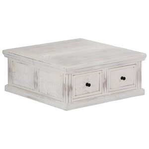 vidaXL Salontafel 70x70x30 cm massief mangohout wit
