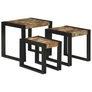 vidaXL Nesttafel 3 st Bruin en zwart 50 x 40 x 45 cm