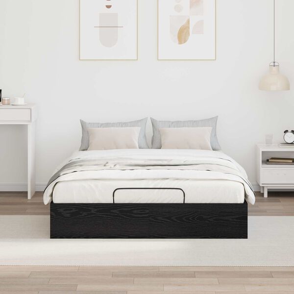 vidaXL Ottoman Bedframe met opslag Zwarte Eik 203 x 140 x 25 cm