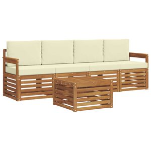 vidaXL Sofa-Sets 5 pcs Natuurlijk en Cr&egrave;me Massief Acaciahout