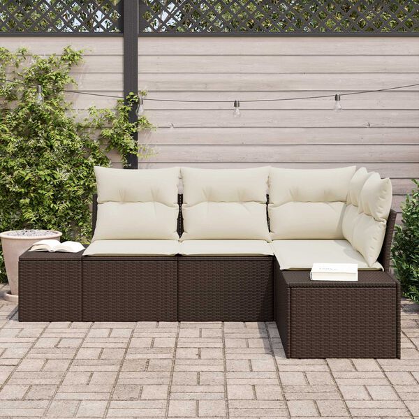 vidaXL Tuin Sofa Set 4 pcs Bruin poly rattan
