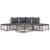 vidaXL 6-delige Loungeset met kussens poly rattan antracietkleurig