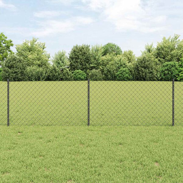 vidaXL Hek met Paal Grijs 0,6 x 10 m Staal en PVC