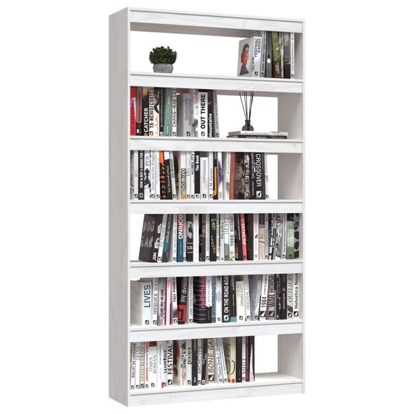 vidaXL Boekenkast/kamerscherm 100x30x200 cm massief grenenhout wit