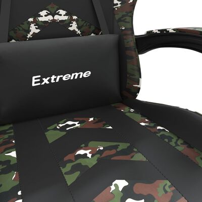 vidaXL Gamestoel draaibaar met voetensteun kunstleer zwart&camouflage