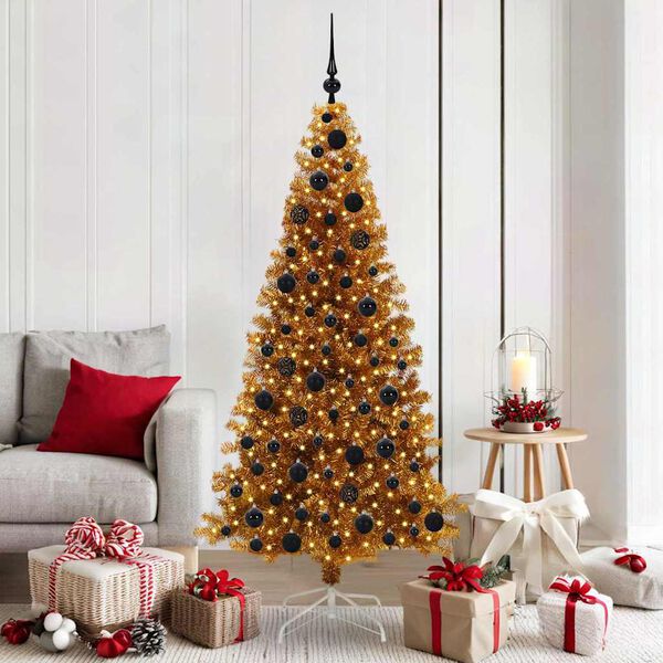vidaXL Kerstboom met 300 LED met standaard Goud 180 cm PET