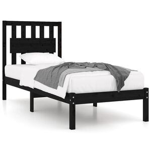vidaXL Bedframe massief grenenhout zwart 75x190 cm