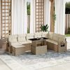 vidaXL 9-delige Loungeset met kussens poly rattan beige