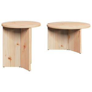 vidaXL Salontafel 2 pcs Naturel Massief grenenhout
