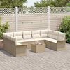 vidaXL Tuinbankenset met kussen 10 pcs Beige poly rattan