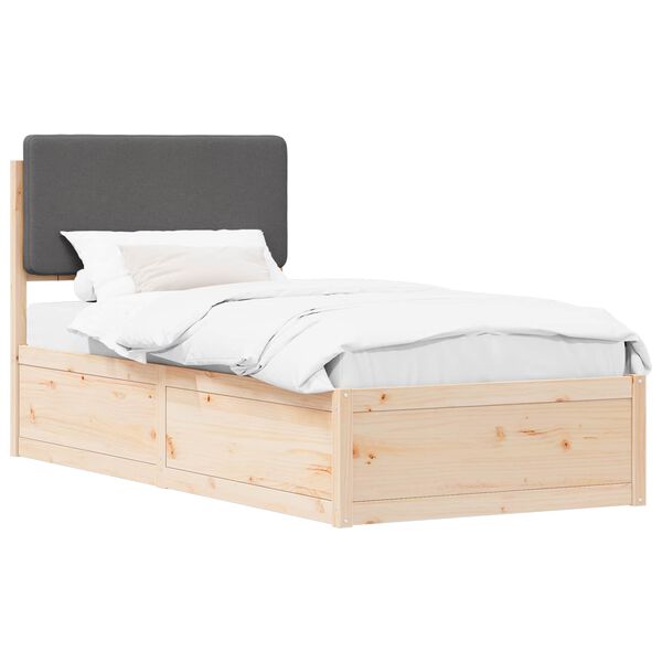vidaXL Bedframe met Gevoerd Hoofdgedeelte Donkergrijs 80 x 200 cm